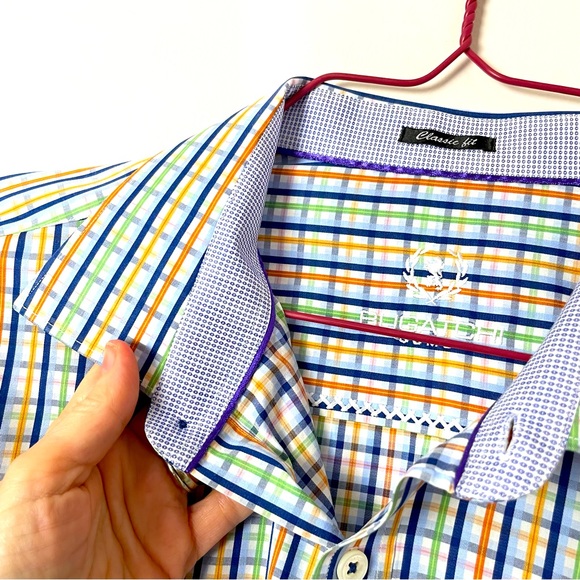 BUGATCHI Dress Shirt Button Down Long Sleeve Plaid XXL - Picture 4 of 14